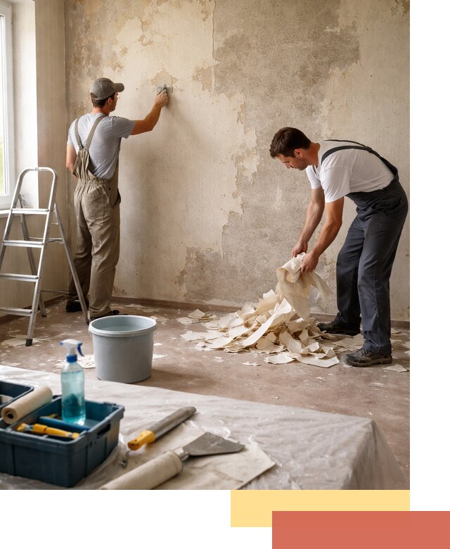 Снятие старых обоев в Саянске быстро и качественно