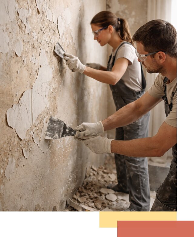 Снятие старой шпаклевки и подготовка поверхностей в Саянске