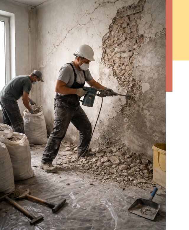 Демонтаж штукатурки со стен в Саянске от 7325 руб/м² — быстро и недорого | ОТДЕЛОЧНИК-Сск