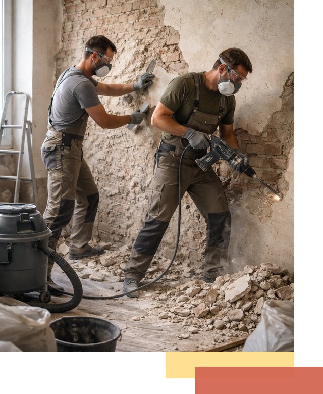 Демонтаж штукатурки со стен в Саянске быстро и аккуратно