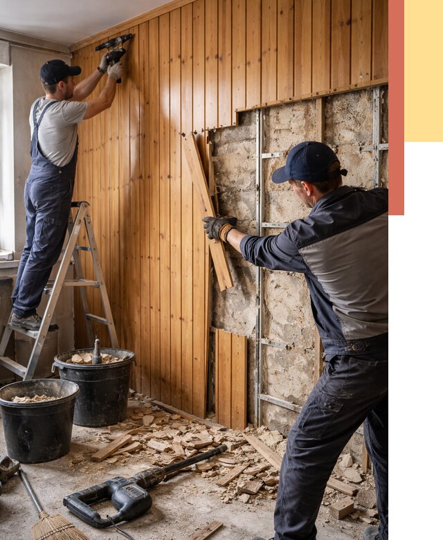 Демонтаж вагонки со стен в Саянске от 1475 руб. — снятие, удаление, срочно | ОТДЕЛОЧНИК-Сск