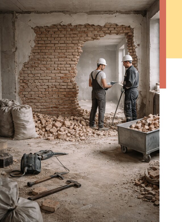 Демонтаж кирпичных стен в Саянске от 4273 руб. — быстро, недорого, под ключ | ОТДЕЛОЧНИК-Сск