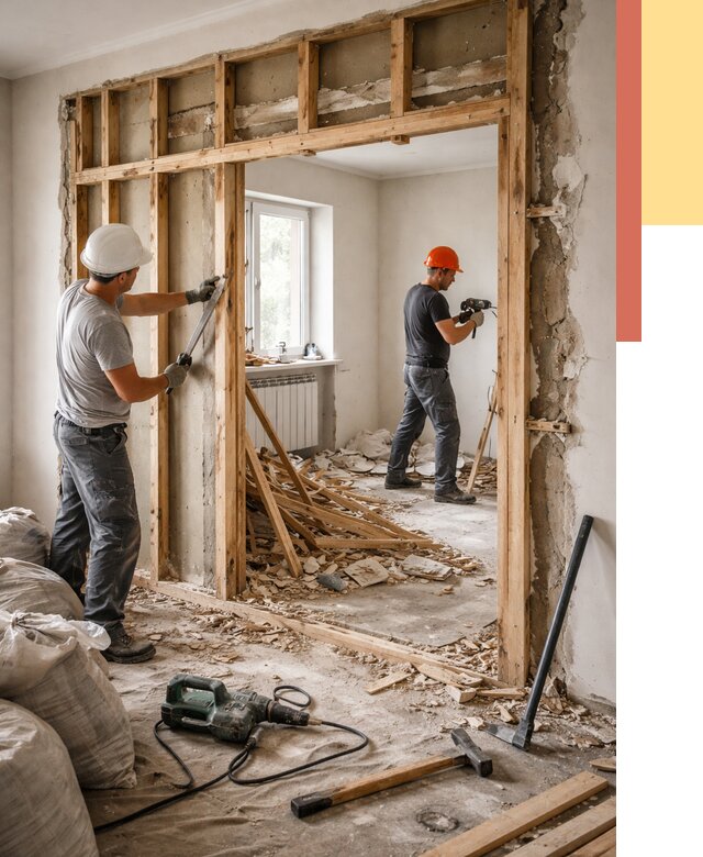 Демонтаж деревянных перегородок в Саянске от 3256 руб. — быстро и недорого | ОТДЕЛОЧНИК-Сск