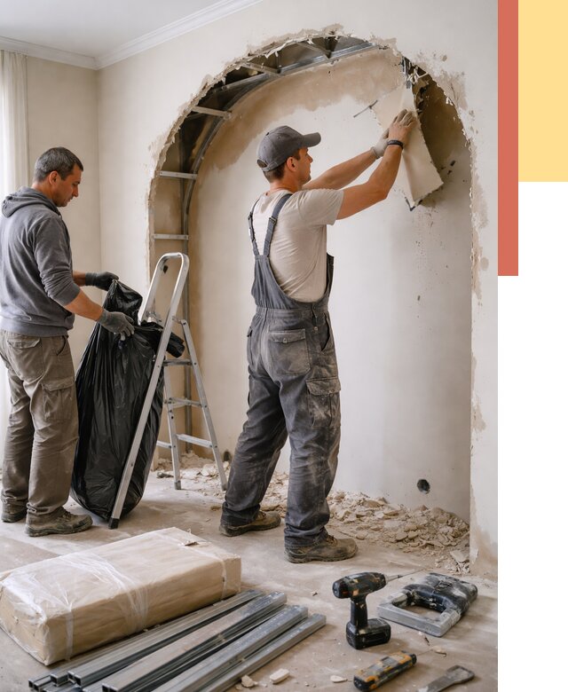 Демонтаж арки из гипсокартона в Саянске от 3561 руб. — услуги под ключ | ОТДЕЛОЧНИК-Сск