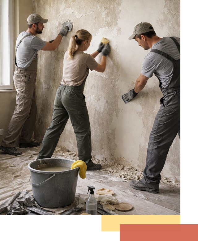 Очистка стен от клея и грунтовки в Саянске качественно и быстро