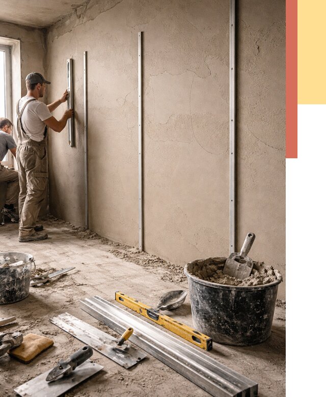 Штукатурка стен по маякам в Саянске от 5596 руб./м² — выравнивание под ключ | ОТДЕЛОЧНИК-Сск