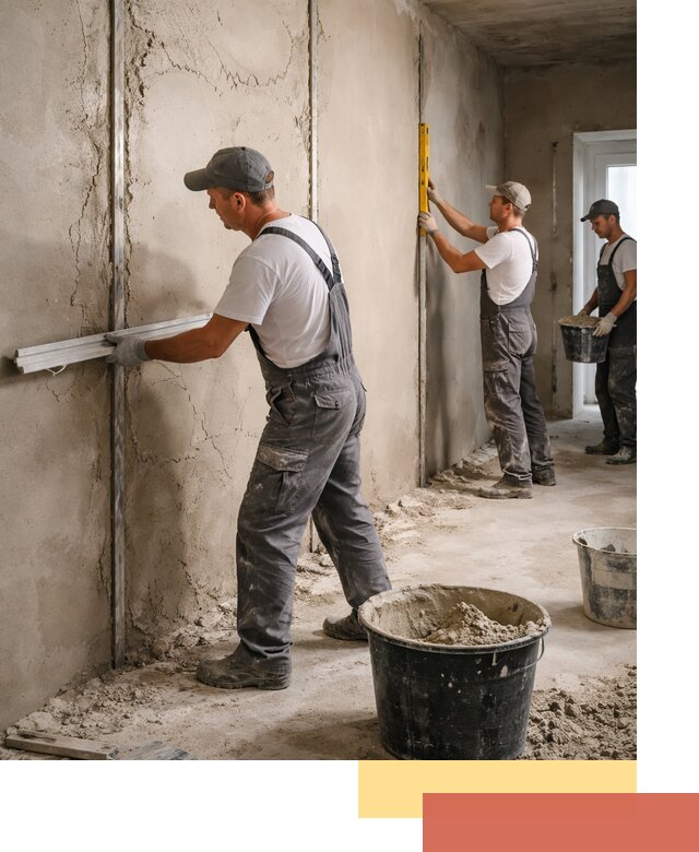 Штукатурка стен по маякам в Саянске — точная и ровная поверхность