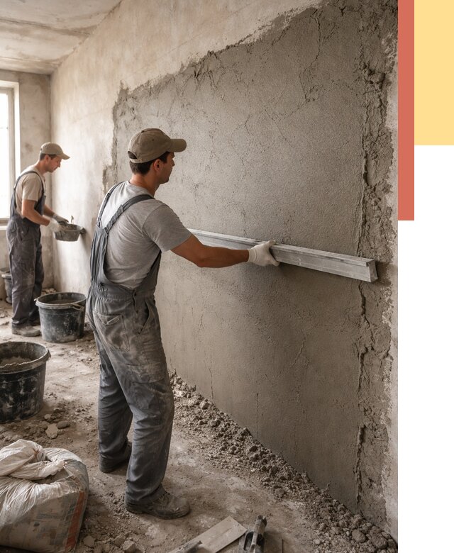 Цементная штукатурка стен в Саянске от 4578 руб/м2 — быстро и недорого | ОТДЕЛОЧНИК-Сск