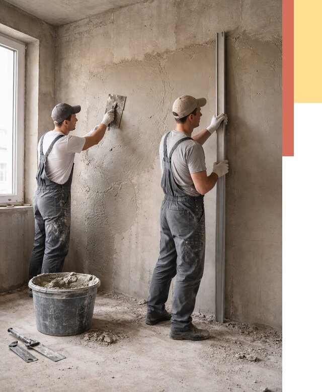 Штукатурка бетонных стен в Саянске от 4578 руб/м² — качественно и быстро | ОТДЕЛОЧНИК-Сск