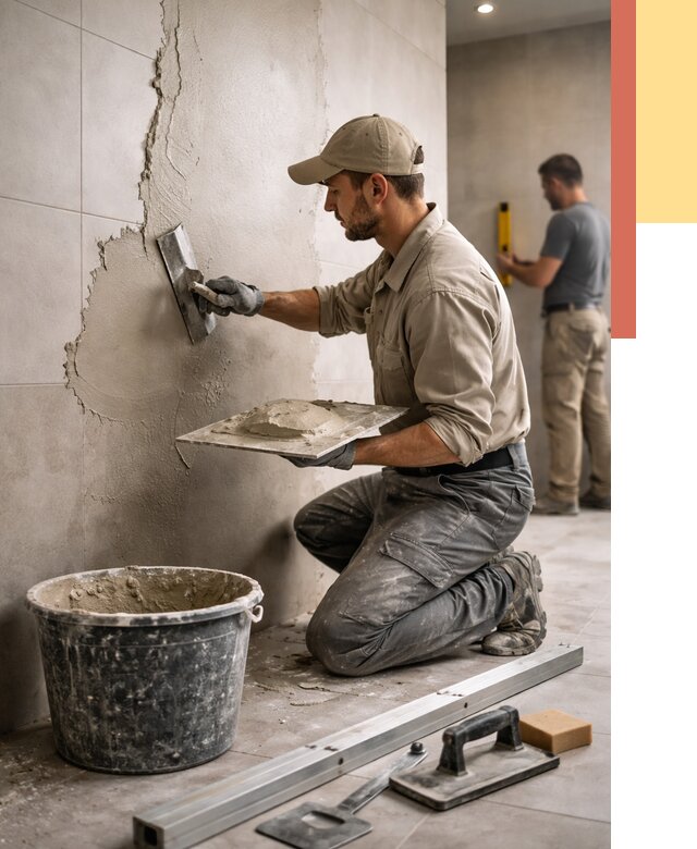 Штукатурка стен в ванной в Саянске от 4578 руб./м² — выравнивание под ключ | ОТДЕЛОЧНИК-Сск