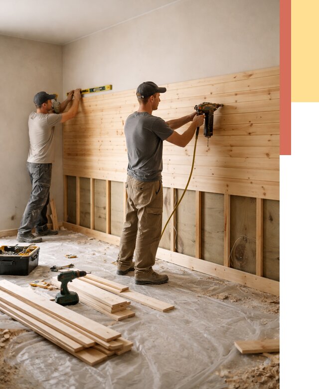 Монтаж деревянной вагонки на стены в Саянске от 7631 руб. | Услуги монтажа вагонки | ОТДЕЛОЧНИК-Сск