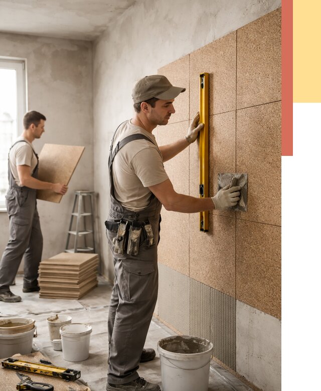 Монтаж пробковых панелей на стены в Саянске от 3561 руб. — ОТДЕЛОЧНИК-Сск