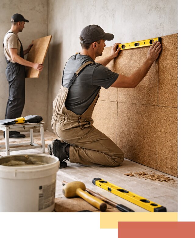 Монтаж пробковых панелей на стены в Саянске быстро и качественно