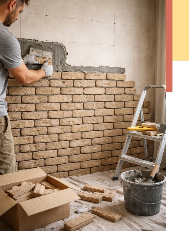 Монтаж декоративного кирпича в Саянске от 3256 руб./м² — быстро и недорого | ОТДЕЛОЧНИК-Сск