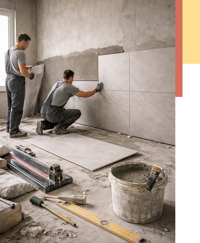 Облицовка стен керамогранитом в Саянске от 4273 руб./м² — услуги под ключ | ОТДЕЛОЧНИК-Сск