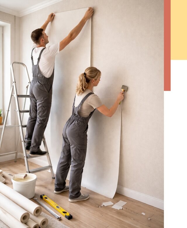 Поклейка флизелиновых обоев в Саянске от 6104 руб. | Быстро и недорого — ОТДЕЛОЧНИК-Сск