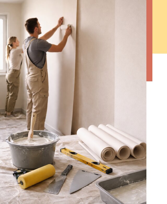 Поклейка бумажных обоев в Саянске от 5596 руб./м2 — быстро и недорого | ОТДЕЛОЧНИК-Сск