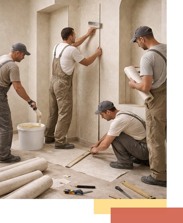 Поклейка обоев на сложные стены и неровные поверхности в Саянске