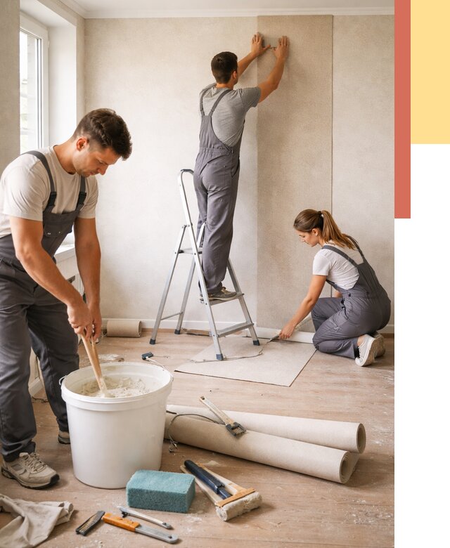 Оклейка стен обоями в Саянске от 3561 руб/м2 — быстро и недорого | ОТДЕЛОЧНИК-Сск