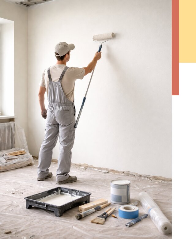 Покраска стен водоэмульсионной краской в Саянске от 458 руб. за м² | ОТДЕЛОЧНИК-Сск