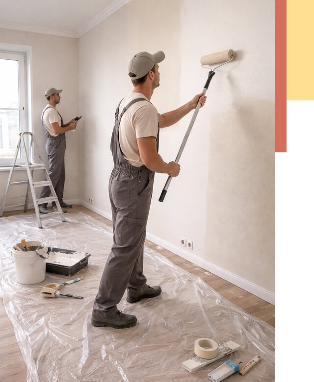 Покраска стен акриловой краской в Саянске от 3561 руб./м² — быстро и недорого | ОТДЕЛОЧНИК-Сск