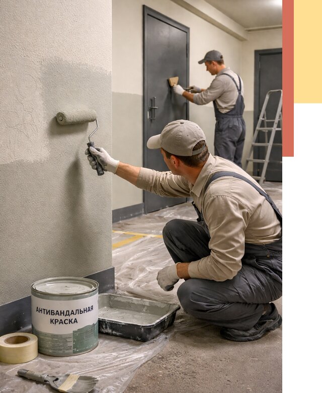 Покраска стен антивандальной краской в Саянске от 4578 руб./м² под ключ | ОТДЕЛОЧНИК-Сск