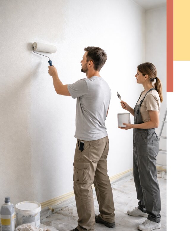 Окраска стен по стеклохолсту в Саянске от 4578 руб/м² под ключ | ОТДЕЛОЧНИК-Сск