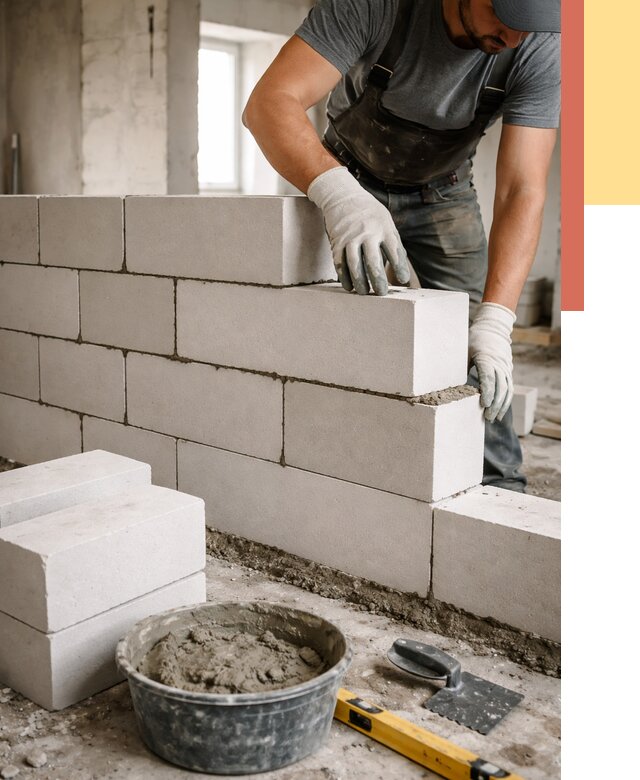 Кладка перегородок из силикатного блока в Саянске от 4070 руб. под ключ | ОТДЕЛОЧНИК-Сск