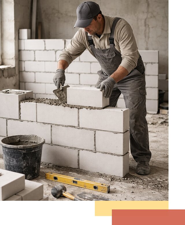 Кладка перегородок из силикатного блока в Саянске