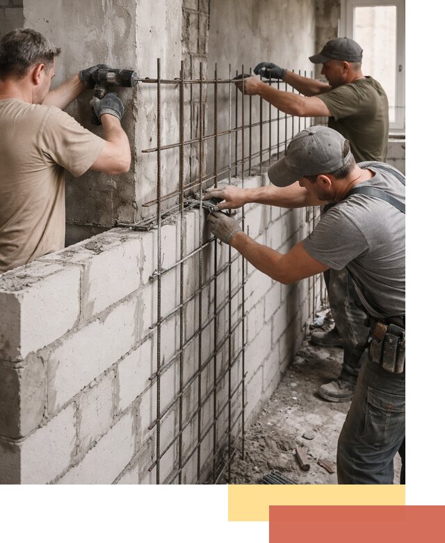 Армирование кладки перегородок в Саянске профессионально и надёжно
