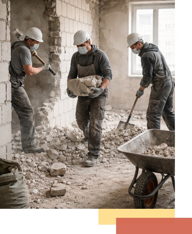 Демонтаж блочных перегородок в Саянске быстро и аккуратно