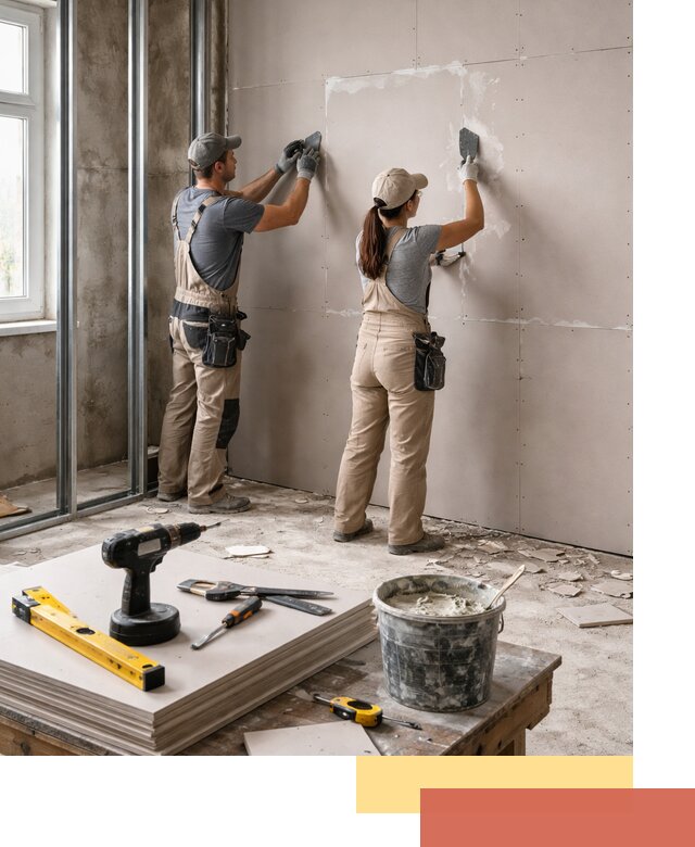 Монтаж двухслойной перегородки из гипсокартона в Саянске