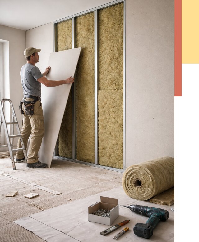 Перегородка из гипсокартона с шумоизоляцией в Саянске от 3174 руб. | ОТДЕЛОЧНИК-Сск