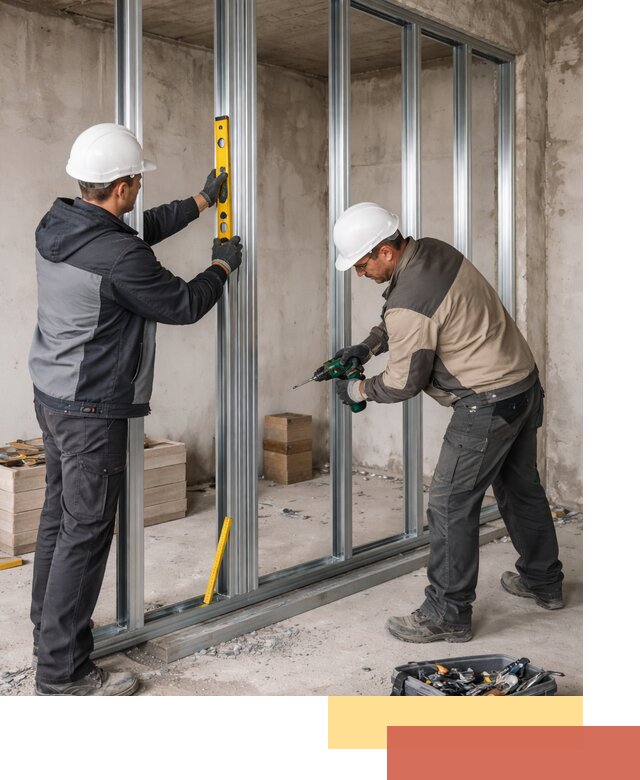 Монтаж каркаса перегородки из профиля в Саянске