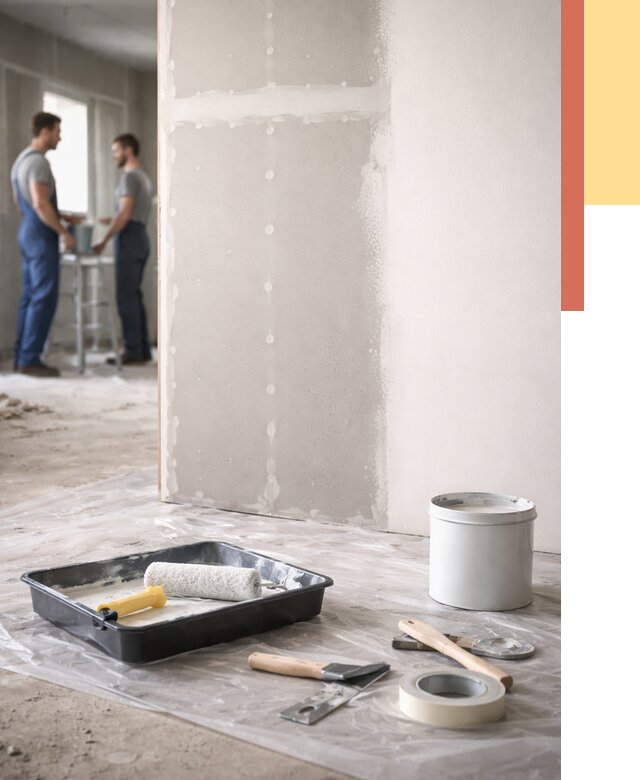 Покраска перегородок из гипсокартона в Саянске от 4578 руб. под ключ | ОТДЕЛОЧНИК-Сск