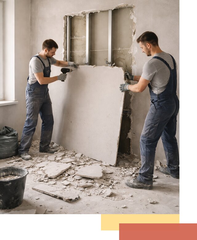 Демонтаж перегородки из гипсокартона в Саянске быстрый и аккуратный