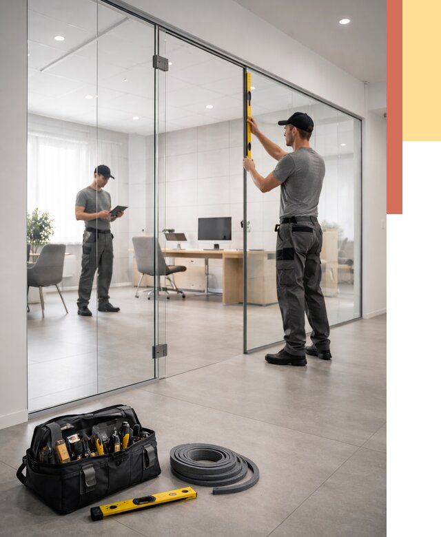 Цельностеклянные перегородки под ключ в Саянске от 9665 руб. — монтаж и цены | ОТДЕЛОЧНИК-Сск