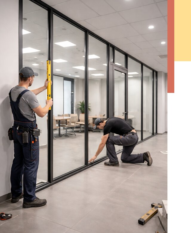 Каркасные стеклянные перегородки в Саянске под ключ от 9360 руб. | ОТДЕЛОЧНИК-Сск