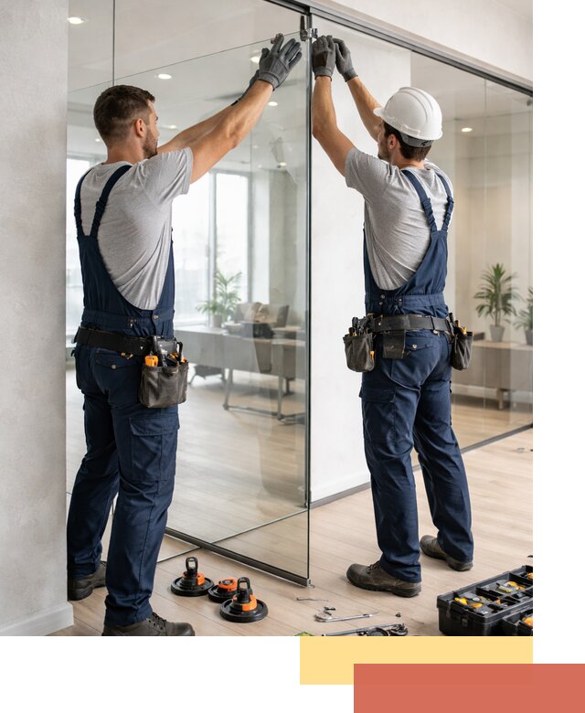 Безрамные стеклянные перегородки под ключ в Саянске