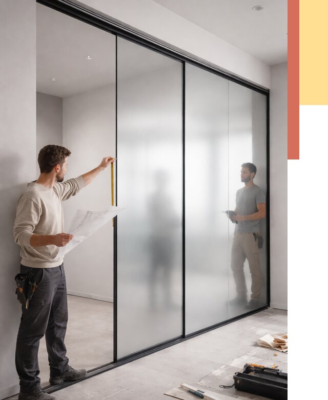 Матовые стеклянные перегородки в Саянске от 8648 руб. — монтаж и установка | ОТДЕЛОЧНИК-Сск