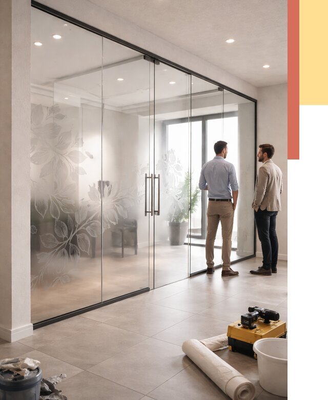 Стеклянные перегородки с рисунком в Саянске от 12718 руб. монтаж и нанесение | ОТДЕЛОЧНИК-Сск