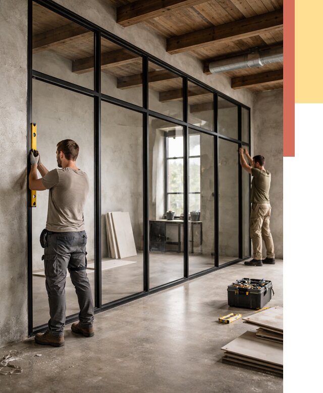 Стеклянные перегородки лофт в Саянске от 10683 руб. под ключ | ОТДЕЛОЧНИК-Сск