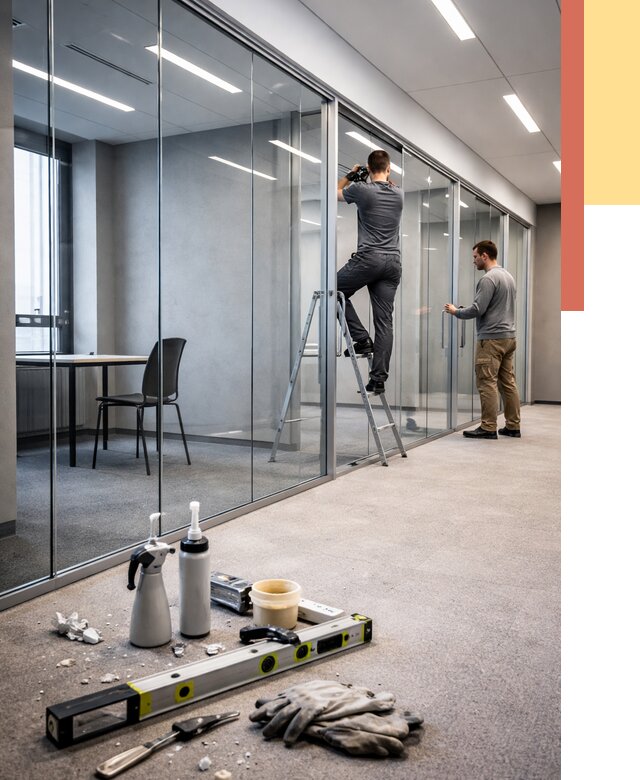 Стеклянные офисные перегородки в Саянске от 8648 руб. — монтаж и установка | ОТДЕЛОЧНИК-Сск