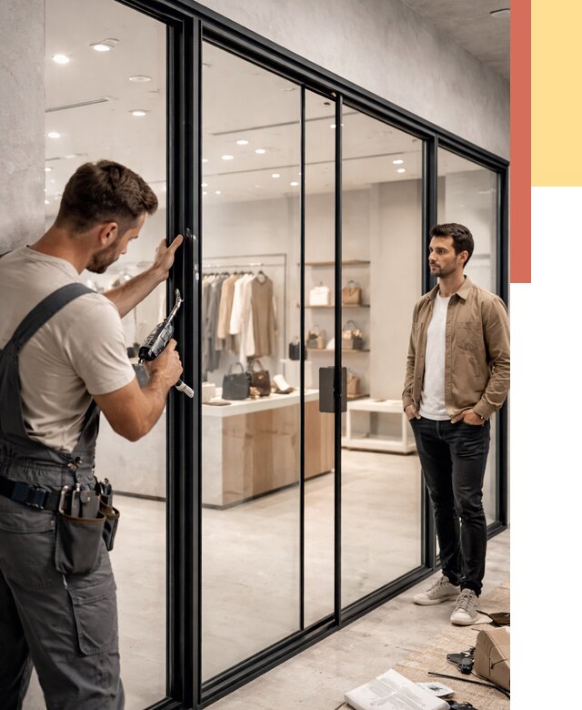 Стеклянные перегородки для магазинов в Саянске от 8343 руб. под ключ | ОТДЕЛОЧНИК-Сск