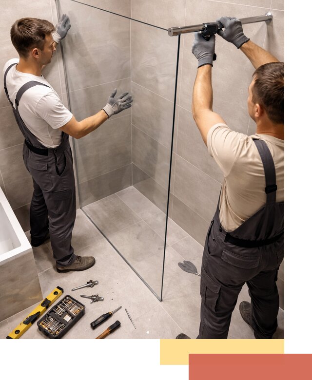 Стеклянные перегородки для душа в Саянске — изготовление и монтаж