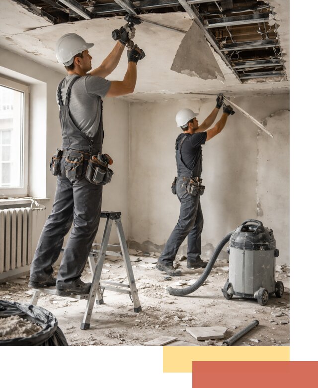 Демонтаж гипсокартонного потолка в Саянске быстро и аккуратно