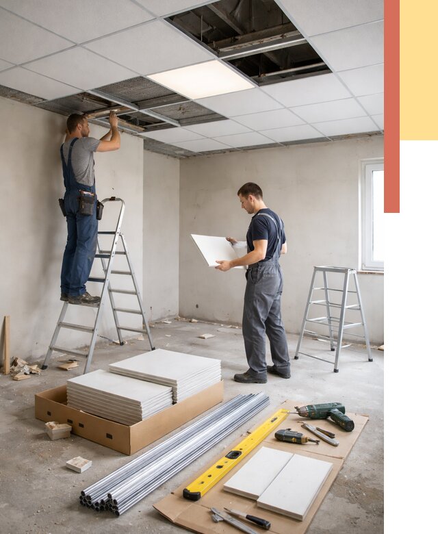 Монтаж потолка армстронг в Саянске от 4578 руб/м2 — быстрая установка под ключ | ОТДЕЛОЧНИК-Сск