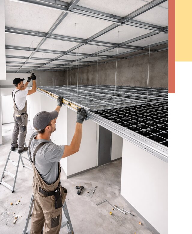 Монтаж потолка грильято в Саянске от 458 руб./м² — быстрая сборка под ключ | ОТДЕЛОЧНИК-Сск