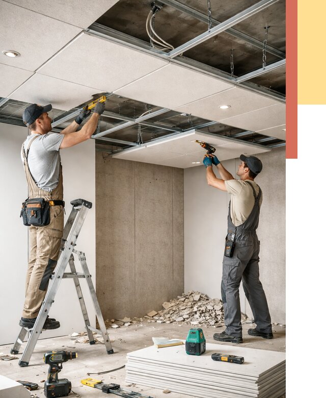 Монтаж акустического потолка в Саянске от 6613 руб/м2 — быстро и недорого | ОТДЕЛОЧНИК-Сск