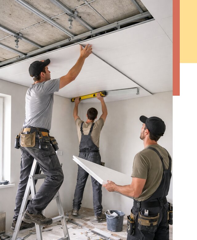 Монтаж потолка из ПВХ панелей в Саянске от 3561 руб./м2 — быстро и недорого | ОТДЕЛОЧНИК-Сск